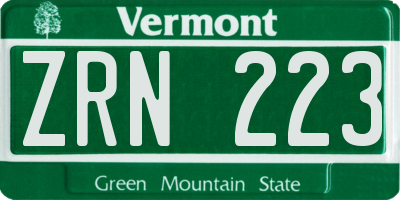 VT license plate ZRN223