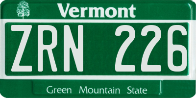 VT license plate ZRN226