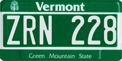 VT license plate ZRN228