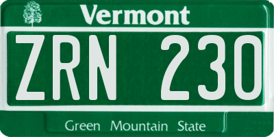 VT license plate ZRN230