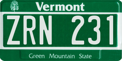 VT license plate ZRN231