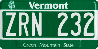 VT license plate ZRN232