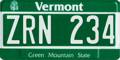 VT license plate ZRN234