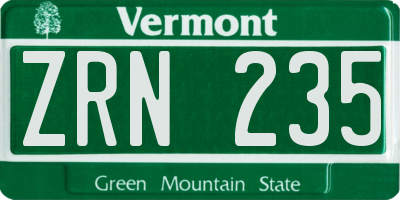 VT license plate ZRN235