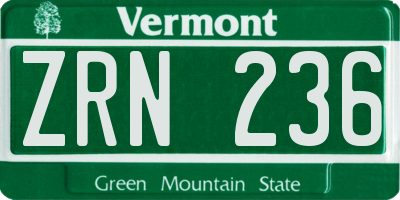 VT license plate ZRN236