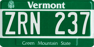 VT license plate ZRN237