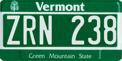VT license plate ZRN238