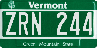 VT license plate ZRN244