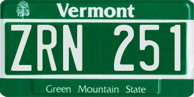VT license plate ZRN251