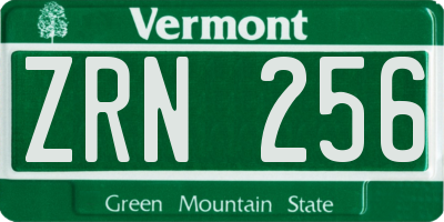 VT license plate ZRN256