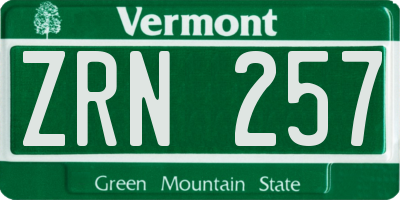 VT license plate ZRN257