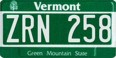 VT license plate ZRN258