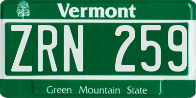 VT license plate ZRN259