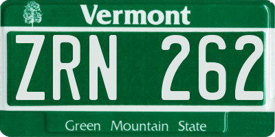 VT license plate ZRN262