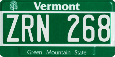 VT license plate ZRN268