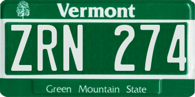 VT license plate ZRN274