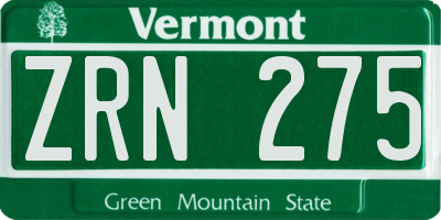 VT license plate ZRN275