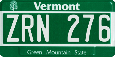 VT license plate ZRN276