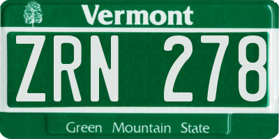 VT license plate ZRN278