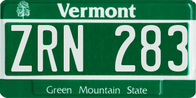 VT license plate ZRN283