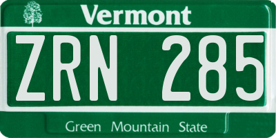 VT license plate ZRN285