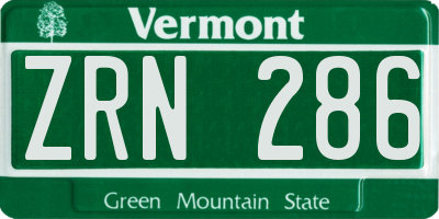 VT license plate ZRN286