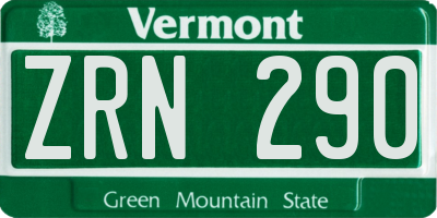 VT license plate ZRN290