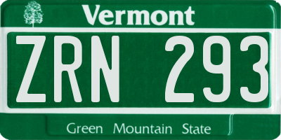 VT license plate ZRN293
