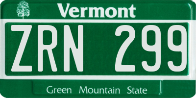 VT license plate ZRN299