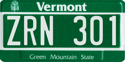 VT license plate ZRN301