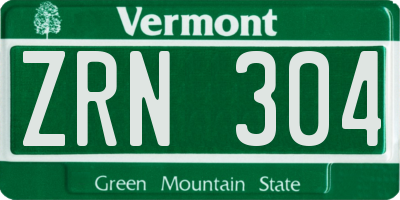 VT license plate ZRN304