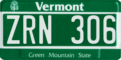 VT license plate ZRN306
