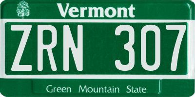 VT license plate ZRN307