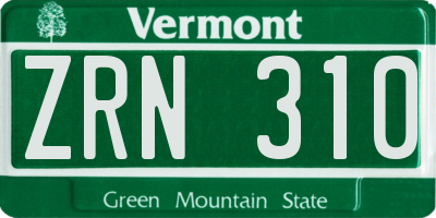 VT license plate ZRN310
