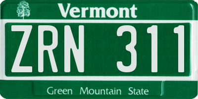 VT license plate ZRN311
