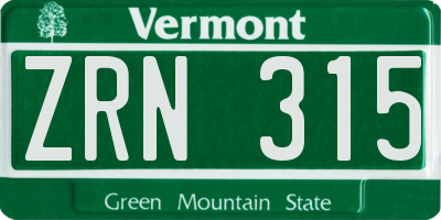 VT license plate ZRN315