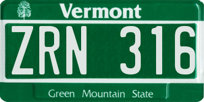 VT license plate ZRN316