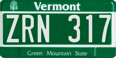 VT license plate ZRN317