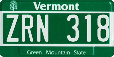 VT license plate ZRN318