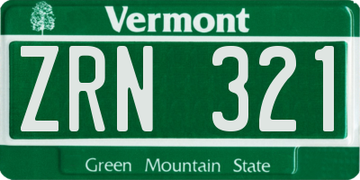 VT license plate ZRN321