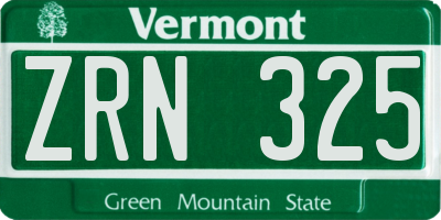 VT license plate ZRN325