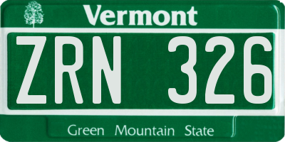VT license plate ZRN326