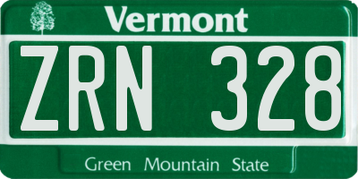 VT license plate ZRN328