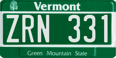 VT license plate ZRN331
