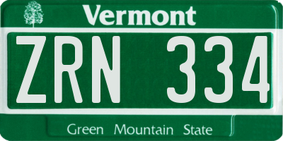 VT license plate ZRN334