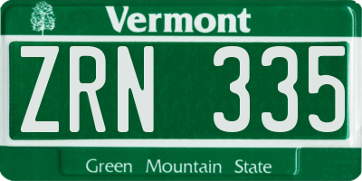 VT license plate ZRN335