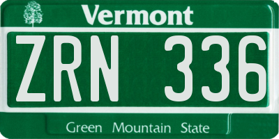VT license plate ZRN336