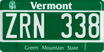 VT license plate ZRN338