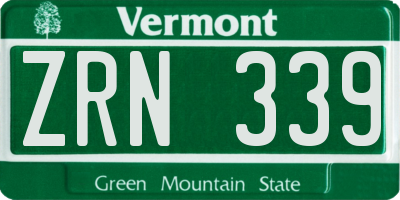 VT license plate ZRN339