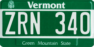 VT license plate ZRN340